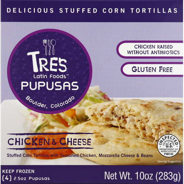 Frozen Meals Tres Latin Foods Chicken And Cheese Tortilla Pupusas hero