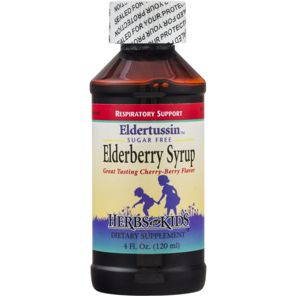 Cold, Flu & Allergy Herbs for Kids Eldertussin Sugar Free Elderberry Syrup Cherry-Berry Flavor hero