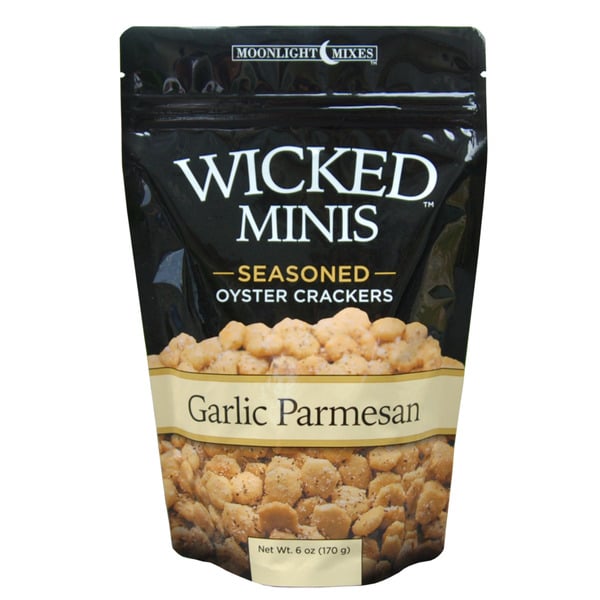 Crackers Moonlight Mixes LLC Wicked Mix Wicked Minis Garlic Parmesan hero