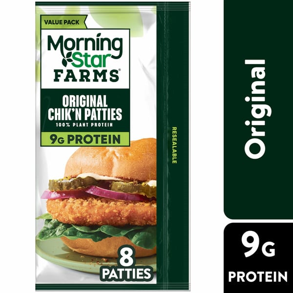 Frozen Meat & Seafood Morning Star Farms Chik'n Patties, Vegan Plant Based Protein, Frozen Meal Starter, Original hero