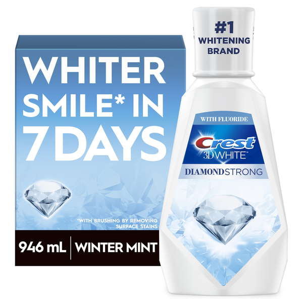 Oral Hygiene Crest 3D White Diamond Strong Alcohol Free Fluoride Whitening Mouthwash hero