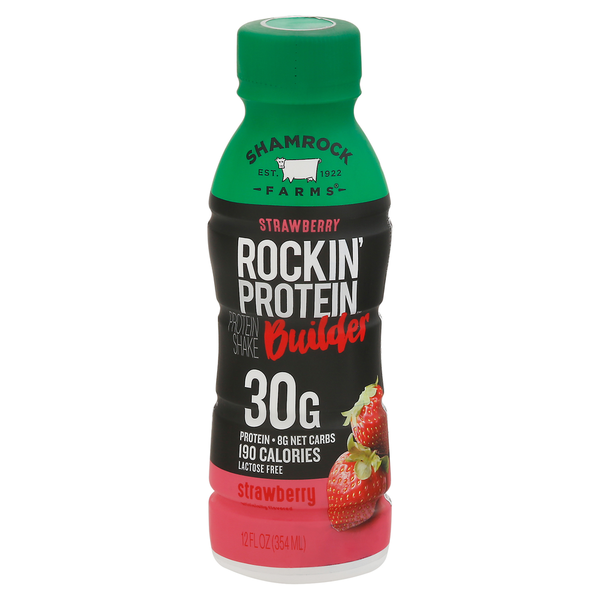 Milk, Soy & Lactose Free Shamrock Farms Protein Shake, Strawberry, Builder hero