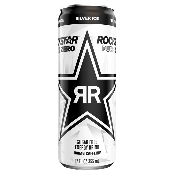 Beverages Rockstar Energy Drink, Sugar Free, Silver Ice hero