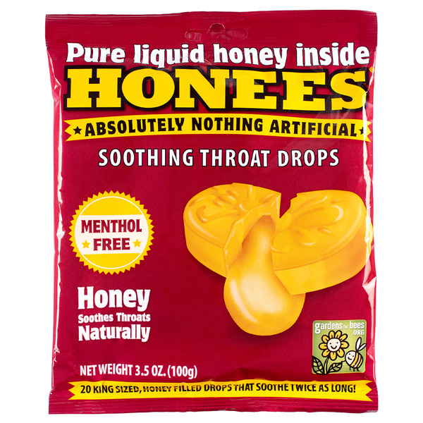 Cold, Flu & Allergy Honees Soothing Throat Drops, Menthol-Free hero