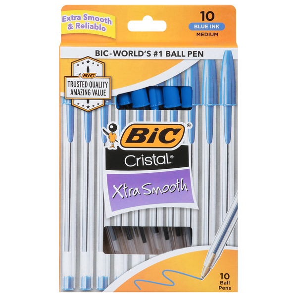 More Household BIC Ball Pens, Xtra Smooth, Blue Ink, Medium hero