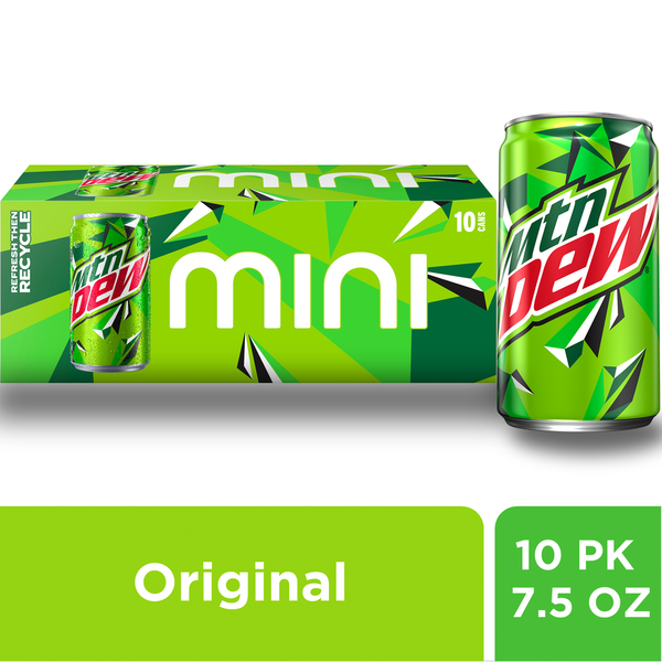 Soft Drinks Mountain Dew Dew Mini Soda Citrus 7.5 Fl Oz 10 Count hero