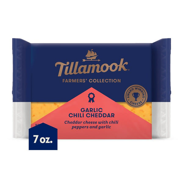 Packaged Cheese Tillamook Farmers' Collection Garlic Chili Cheddar Cheese Block hero