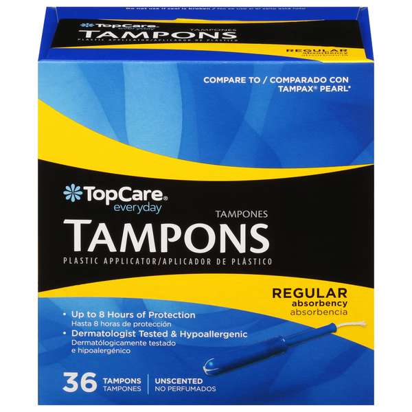 Feminine Care TopCare Tampons, Plastic Applicator, Regular Absorbency, Unscented hero