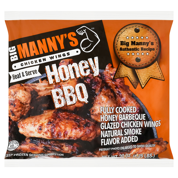 Packaged Poultry Big Manny's Chicken Wings, Honey BBQ hero