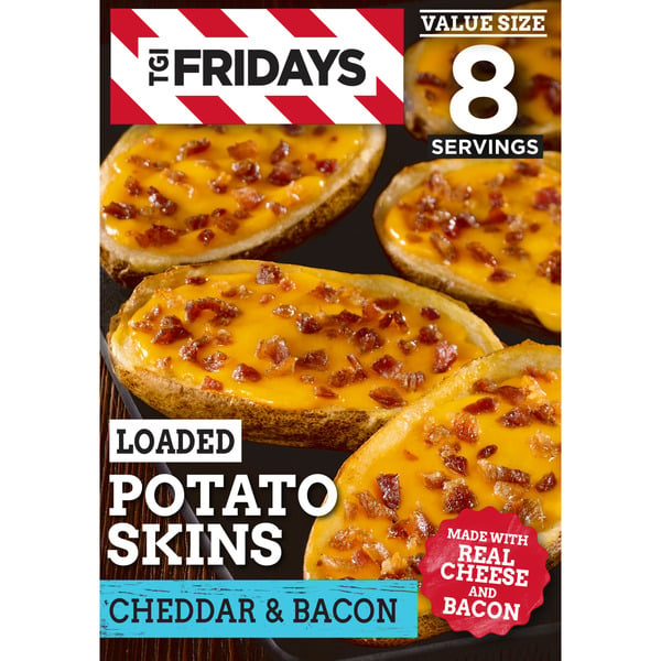 Frozen Appetizers & Sides TGI Fridays Loaded Cheddar & Bacon Potato Skins Value Size Frozen Snacks hero