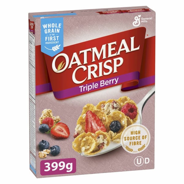 Cereal General Mills Oatmeal Crisp Breakfast Cereal, Triple Berry, High Fibre and Whole Grains hero