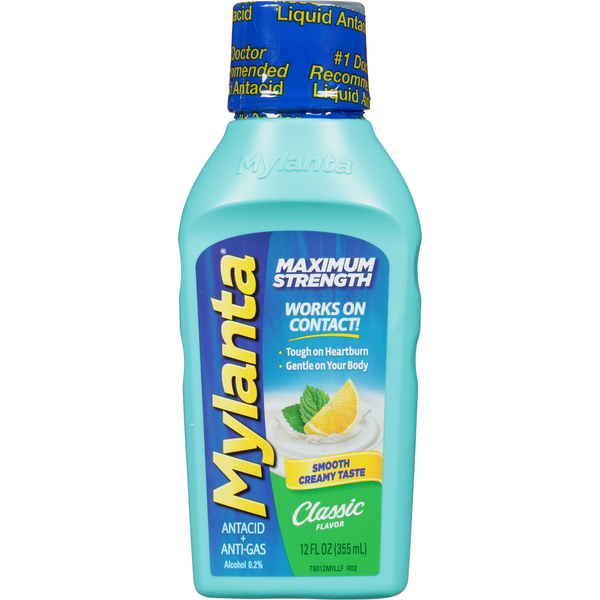 Digestive Health Mylanta Maximum Strength Liquid Antacid + Anti-Gas, Classic hero