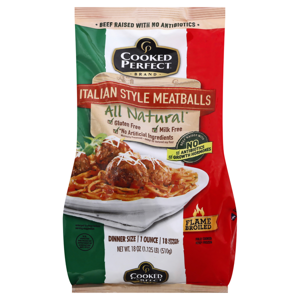 Frozen Meat & Chicken Cooked Perfect Meatballs, Italian Style, Dinner Size hero