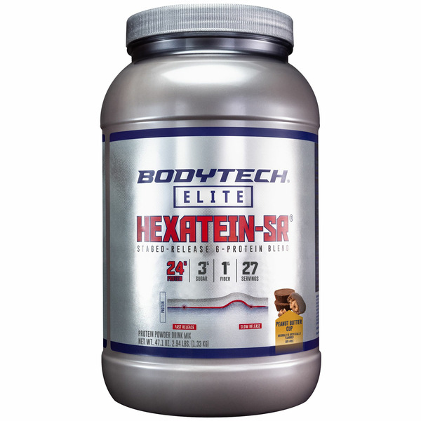 Whey Protein BodyTech Elite Hexatein SR Peanut Butter Cup Powder hero