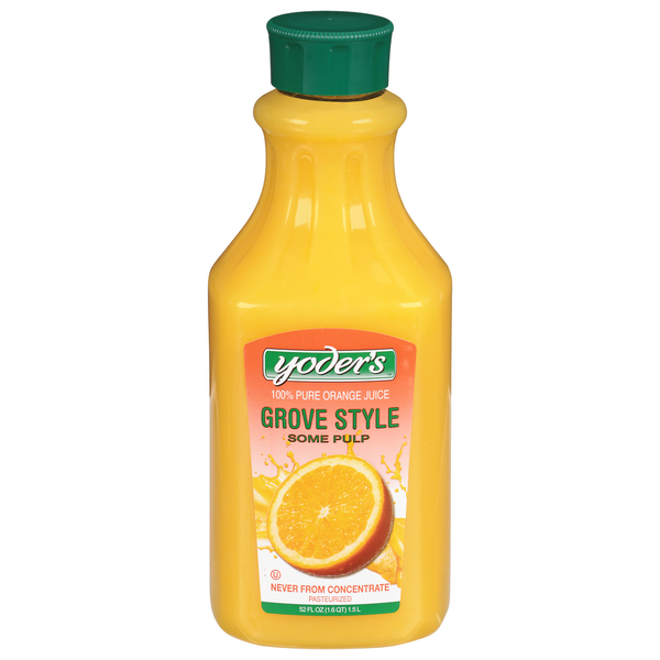 Juice & Nectars Yoder's 100% Pure Juice, Orange, Grove Style, Some Pulp hero