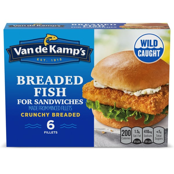 Frozen Meat & Seafood Van de Kamp's Crunchy Breaded Fish Sandwich Fillets, Frozen hero