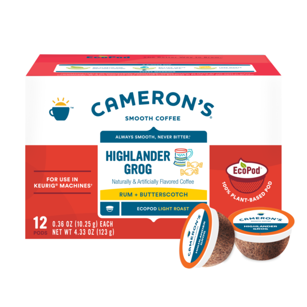 Coffee Cameron's Coffee EcoPods, Flavored, Highlander Grog Light Roast Ground Coffee hero