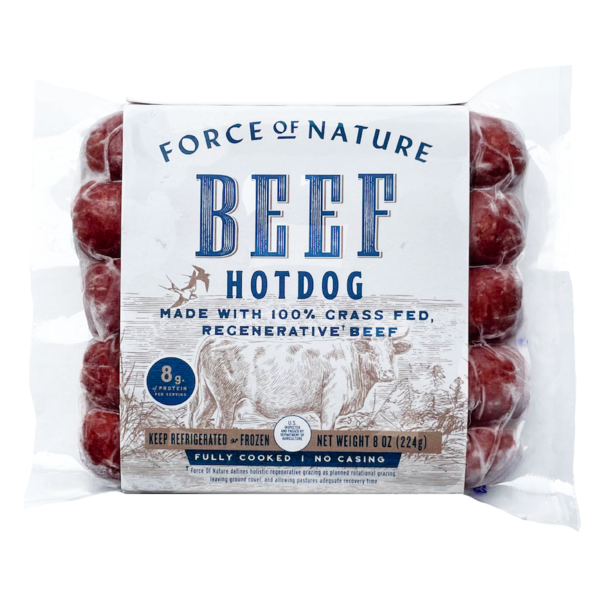 Hot Dogs, Bacon & Sausage Force of Nature Beef Hotdogs, 100% Grass Fed, Regenerative hero