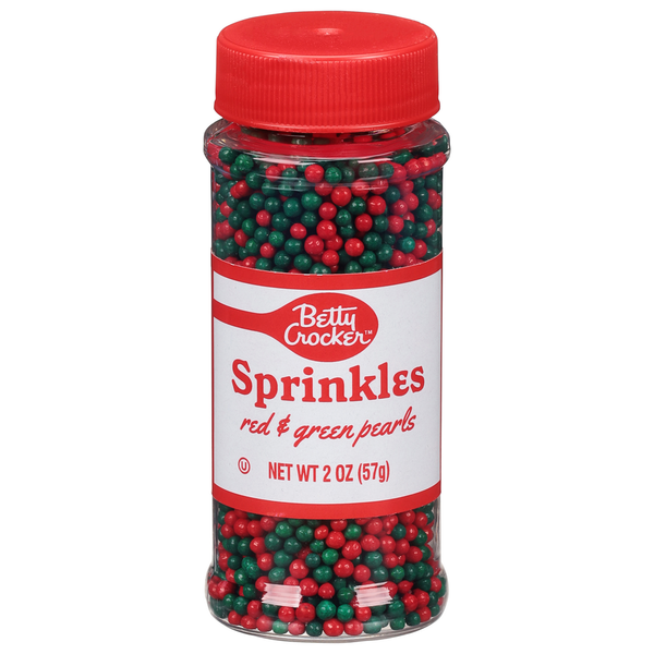 Baking Supplies & Decor Betty Crocker Sprinkles, Red & Green Pearls hero