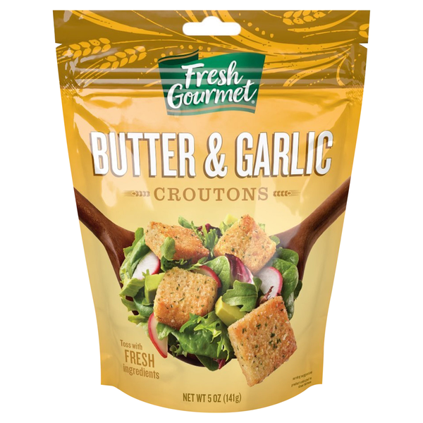 Salad Dressing, Oils & Vinegars Fresh Gourmet Croutons, Butter & Garlic hero