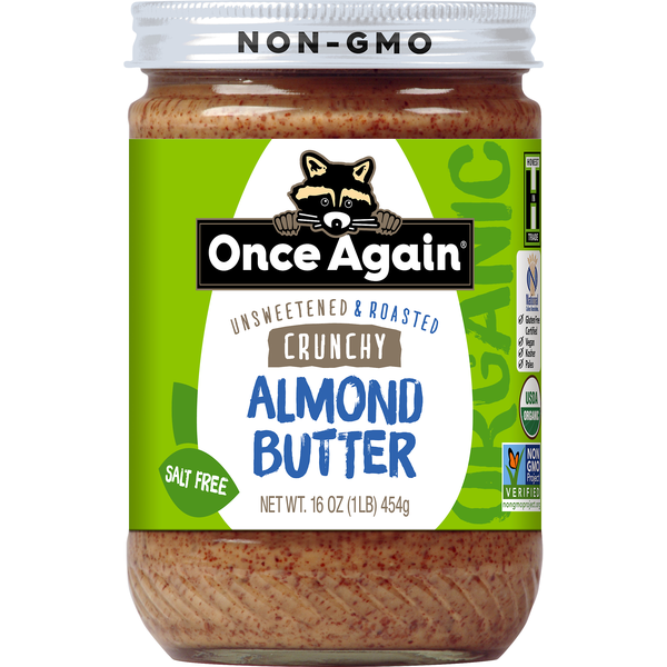 Spreads Once Again Almond Butter, Crunchy, Unsweetened & Roasted, Organic hero