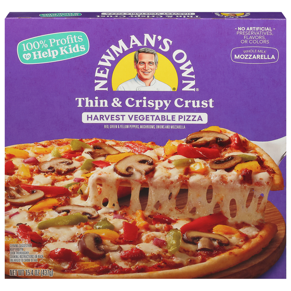 Frozen Pizza Newman's Own Pizza, Thin & Crispy Crust, Harvest Vegetable hero