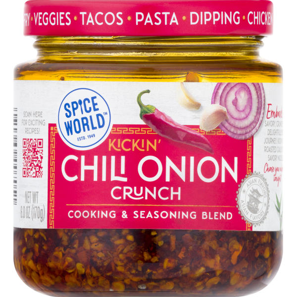 Spice World Cooking & Seasoning Blend, Kickin' Chili Onion Crunch hero