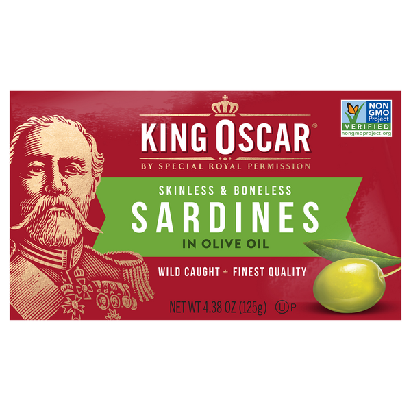 Canned Meat, Seafood & Beans King Oscar Sardines, Skinless & Boneless hero