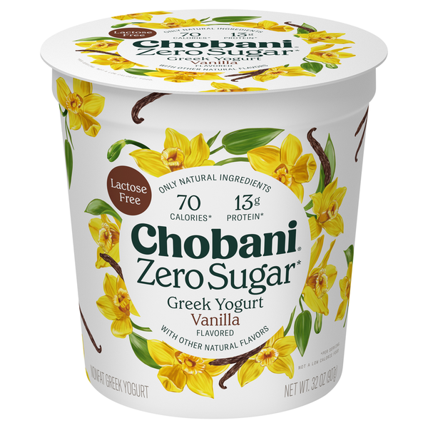 Yogurt/Kefir Chobani Yogurt, Greek, Nonfat, Zero Sugar, Vanilla hero