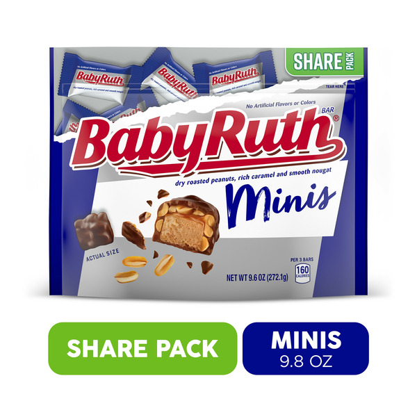 Candy & Chocolate Baby Ruth Chocolatey, Peanut, Caramel Candy Bars Minis Candy Bars hero