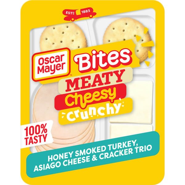 Lunch Meat Oscar Mayer Honey Smoked Turkey, Asiago Cheese & Cracker Trio Meat & Cheese Snack Plate hero