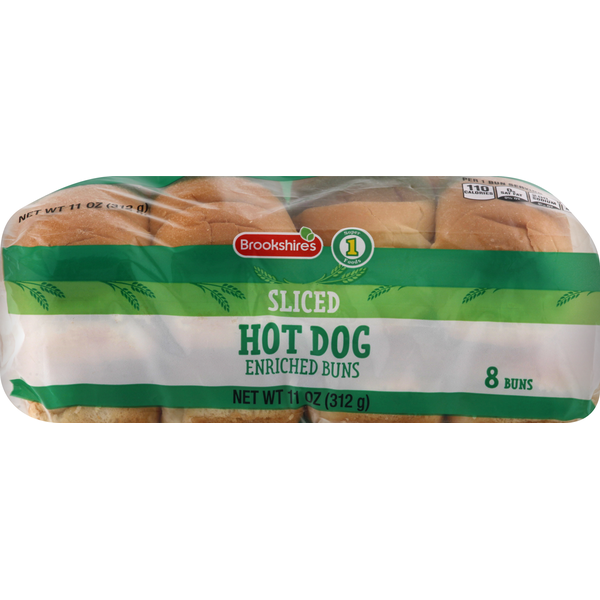 Buns & Rolls Brookshire's Buns, Enriched, Hot Dog, Sliced hero