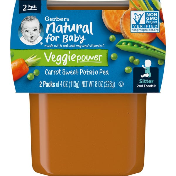 Packaged Vegetables & Fruits Gerber Baby Food Carrot Sweet Potato Pea Tubs hero