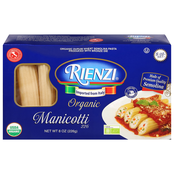 Dry Pasta Rienzi Manicotti, Organic hero