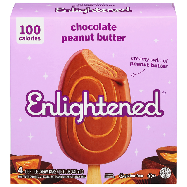 Ice Cream, Gelato & Ice Enlightened Ice Cream Bars, Light, Chocolate Peanut Butter hero