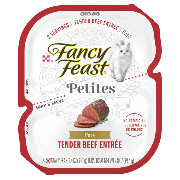 Cat Food Purina Fancy Feast Gourmet Pate Wet Cat Food, Petites Tender Beef Entree hero