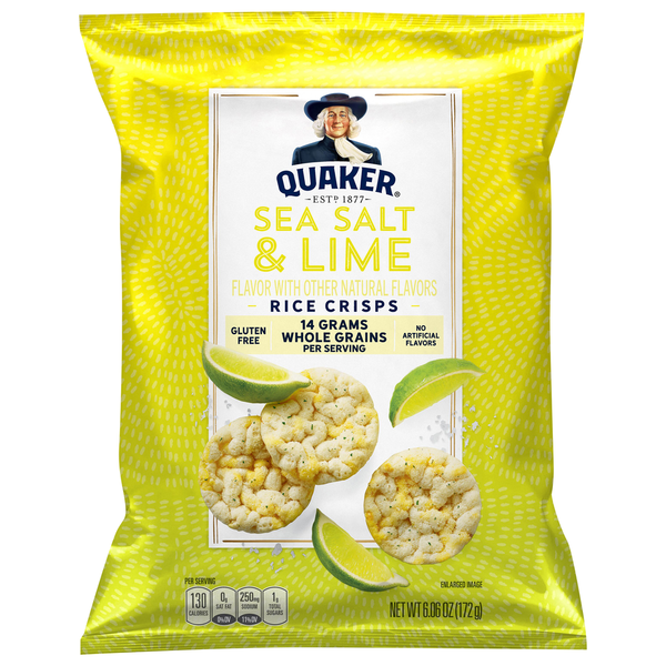 Chips & Pretzels Quaker Rice Crisps, Sea Salt & Lime hero