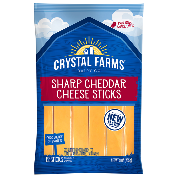 Packaged Cheese Crystal Farms Cheese Sticks, Sharp Cheddar hero