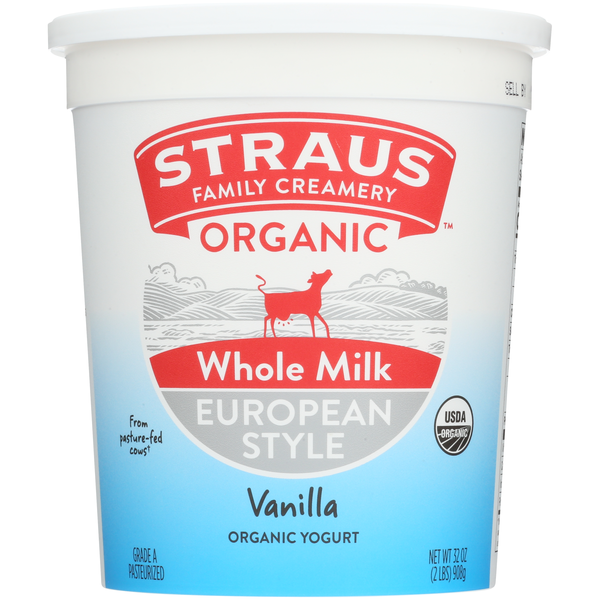 Yogurt Straus Family Creamery  Organic Whole Milk European Style Vanilla Yogurt hero