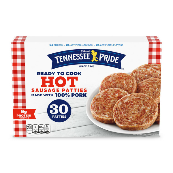 Frozen Breakfast Odom's Tennessee Pride Hot Sausage Patties, Frozen Breakfast Sausage hero