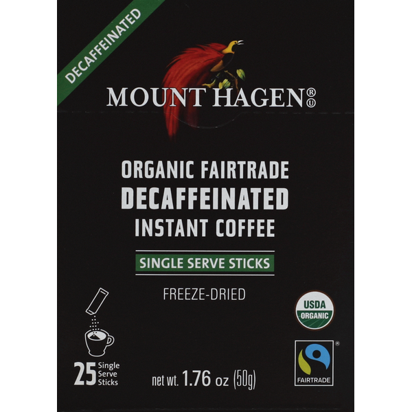 Coffee Mount Hagen Coffee, Organic, Freeze-Dried, Instant, Decaffeinated, Single Serve Sticks hero