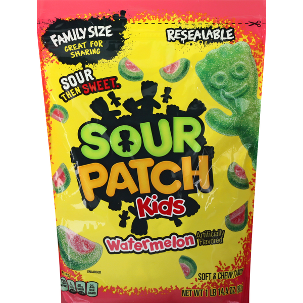 Candy & Chocolate Sour Patch Kids Candy, Soft & Chewy, Watermelon, Family Size hero