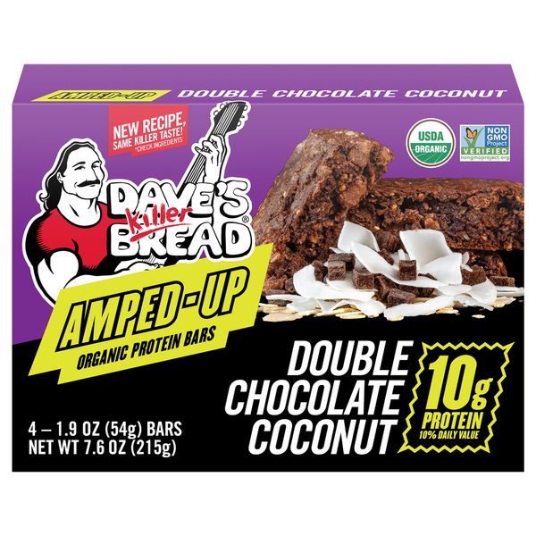 Energy & Granola Bars Dave's Killer Bread Amped-Up Double Chocolate Coconut Organic Protein Bars hero