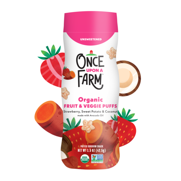 Once Upon a Farm Organic Baby Puffs Strawberry, Sweet Potato & Coconut hero