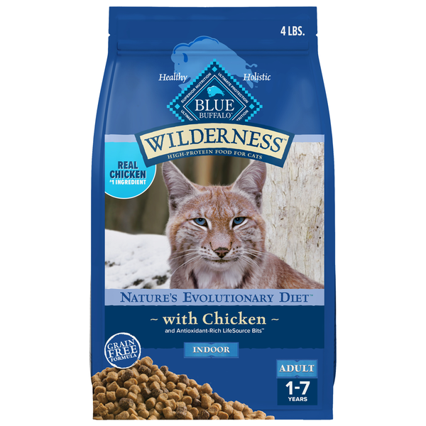 Dry Cat Food Blue Buffalo Wilderness High Protein, Natural Adult Indoor Dry Cat Food, Chicken hero