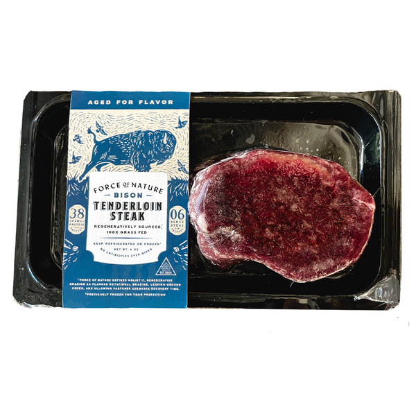 Meat Counter Force of Nature Bison Tenderloin Steak, 100% Grass Fed hero