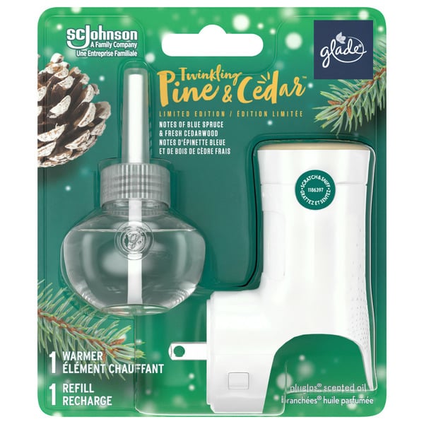 Air Fresheners & Candles Glade PlugIns® Scented Oil Air Freshener 1 Warmer 1 Refill, Twinkling Pine & Cedar hero