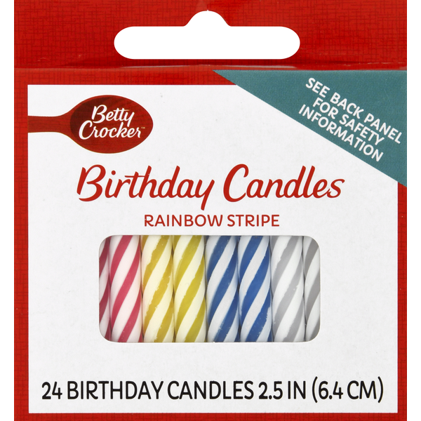 Baking Supplies & Decor Betty Crocker Birthday Candles, Rainbow Stripe, 2.5 Inch hero