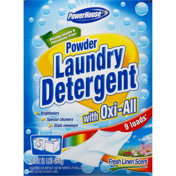 Laundry PowerHouse Laundry Detergent, with Oxi-All, Fresh Linen Scent, Powder hero