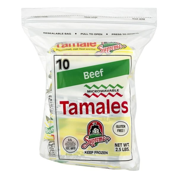 Frozen Meals Supreme Tamales Beef - 10 CT hero